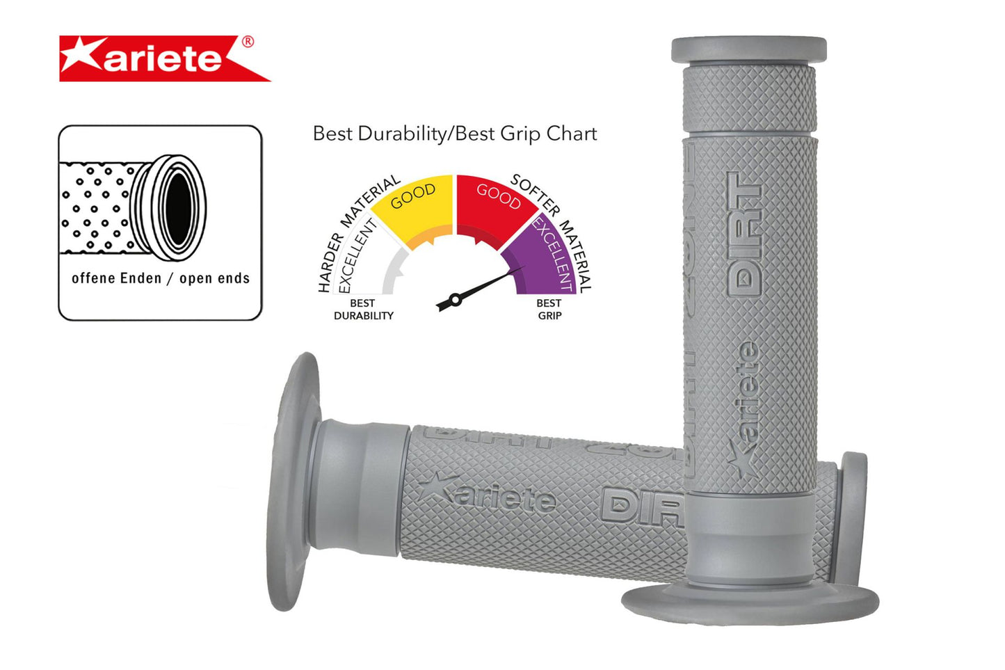 Ariete Dirt Zone grips 135mm Lichtgrijs